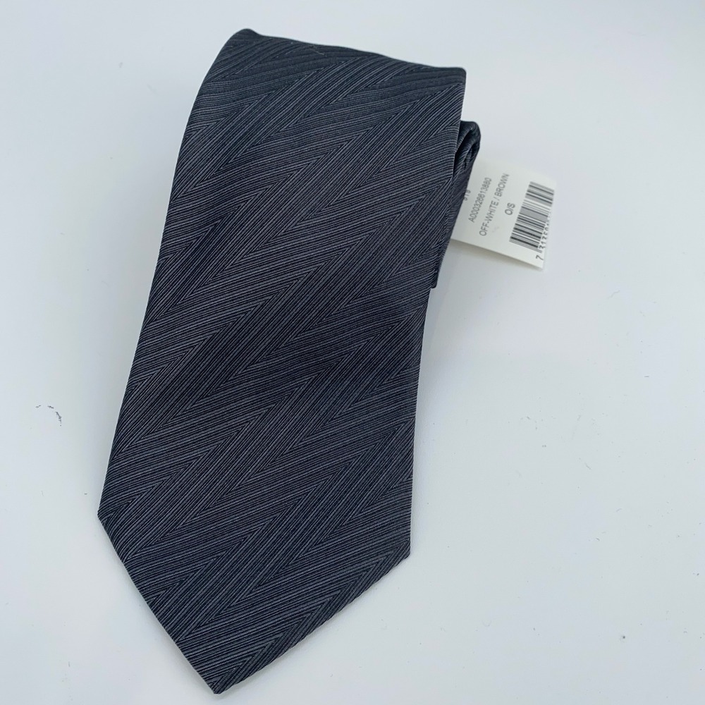 Eton Tie Mens One Size Gray Black Striped Luxury Classic Necktie Italy Made
